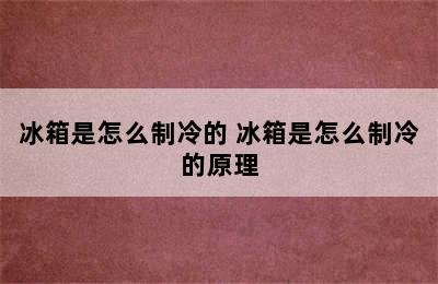 冰箱是怎么制冷的 冰箱是怎么制冷的原理